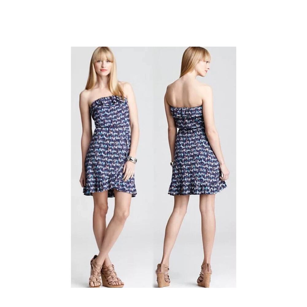 Lilly Pulitzer Navy Oh Buoy Strapless Ruffle Jersey Stretch Dress! Medium
